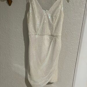 Sparkling White Sequin Mini Dress